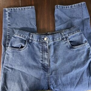 Vtg Blair Women's Denim Jeans Size 14 High Rise Elastic Waist Stretch Blue *Flaw